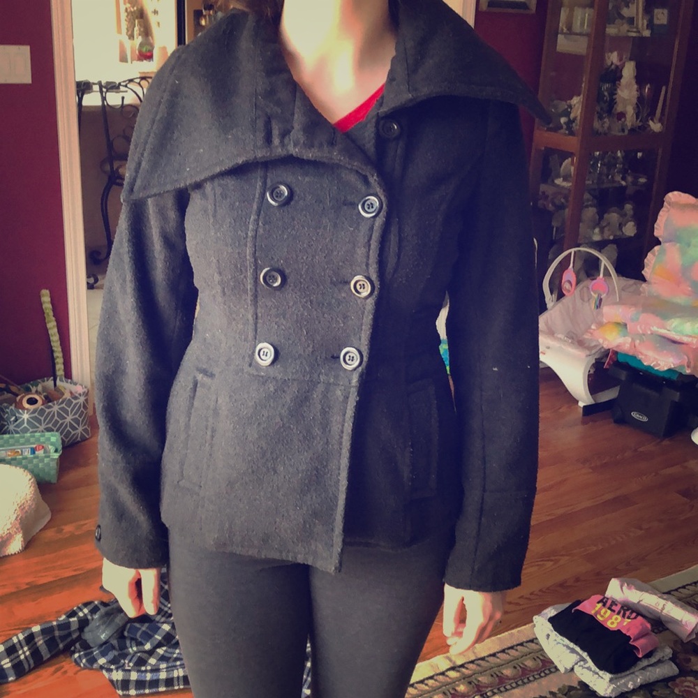 Dark Grey wool peacoat from Charlotte Russe